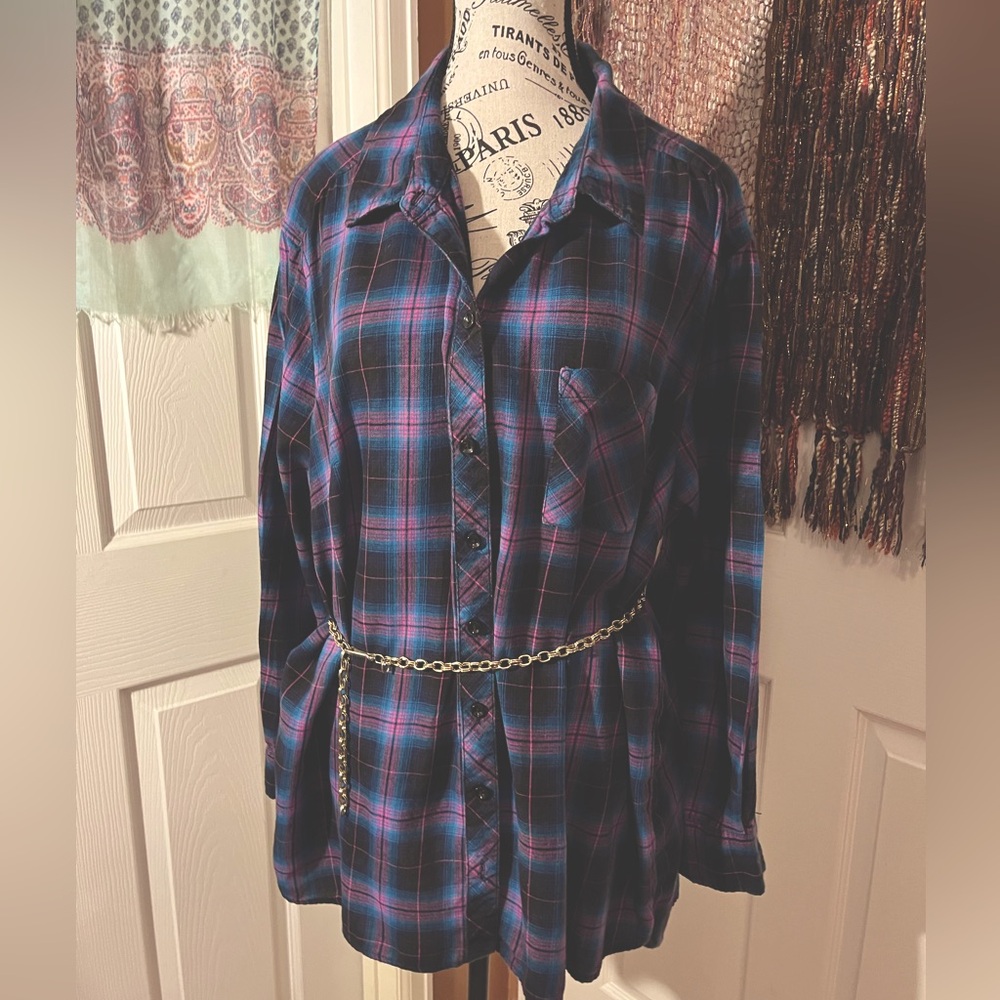 Fall Colored Flannel Button Down 3X
